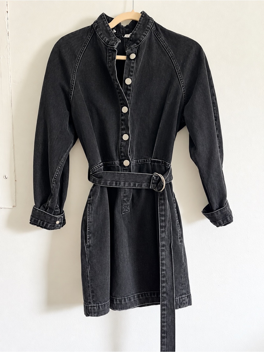 Fall/Cozy ZARA Black Denim Belted Shirt Dress